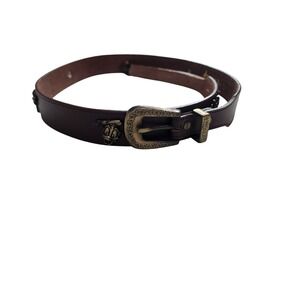 Disney Mickey Mouse Belt XL 38-40‎ Brown Leather Vintage Style Buckle